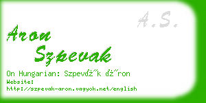 aron szpevak business card
